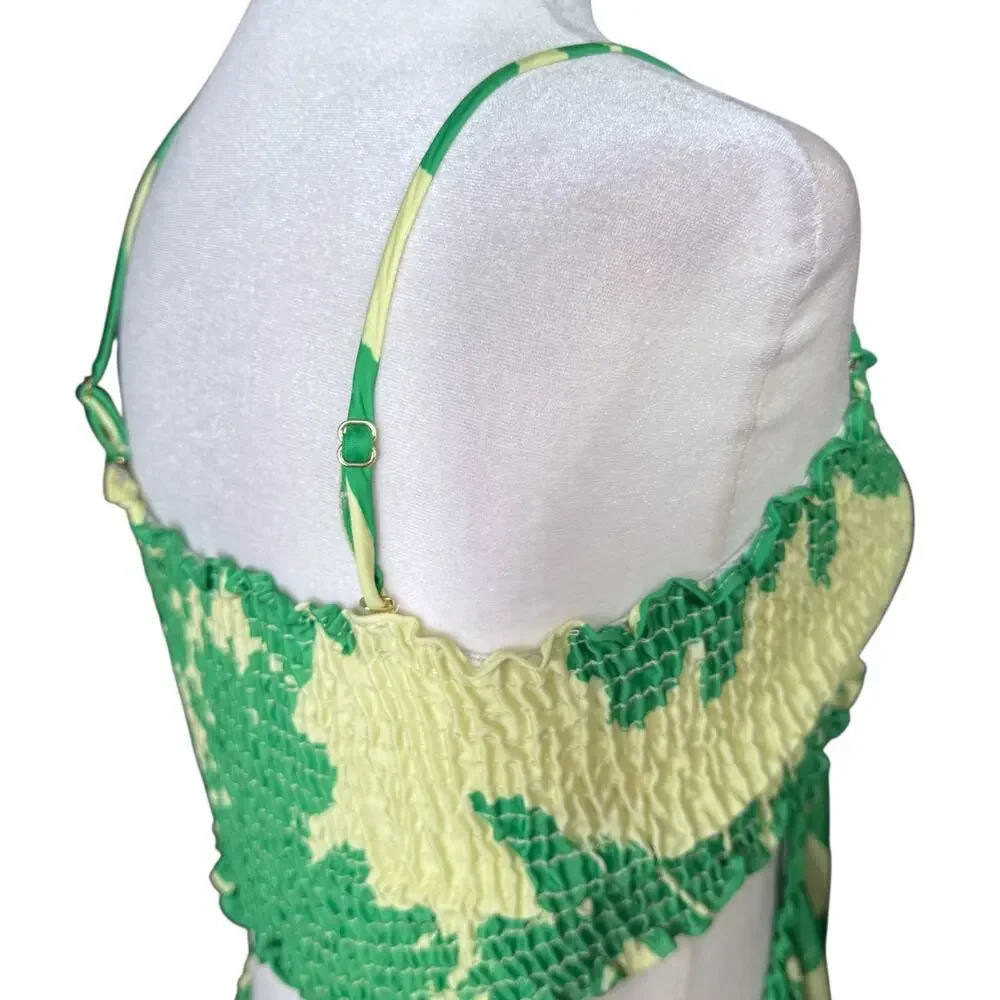 Resa X Jojo Size L Rico Cutout Maxi Dress Green Yellow Tropical Resortwear Beach